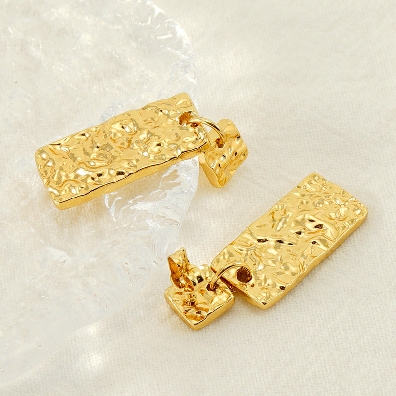 RECTANGLE EARRINGS, 18K GOLD PLATED STEEL