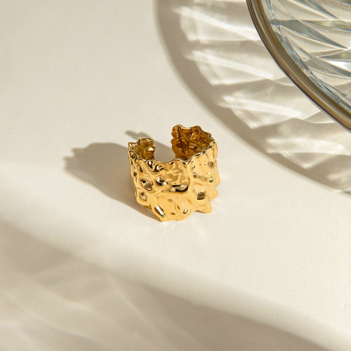 RING, 18K GOLD PLATED STEEL