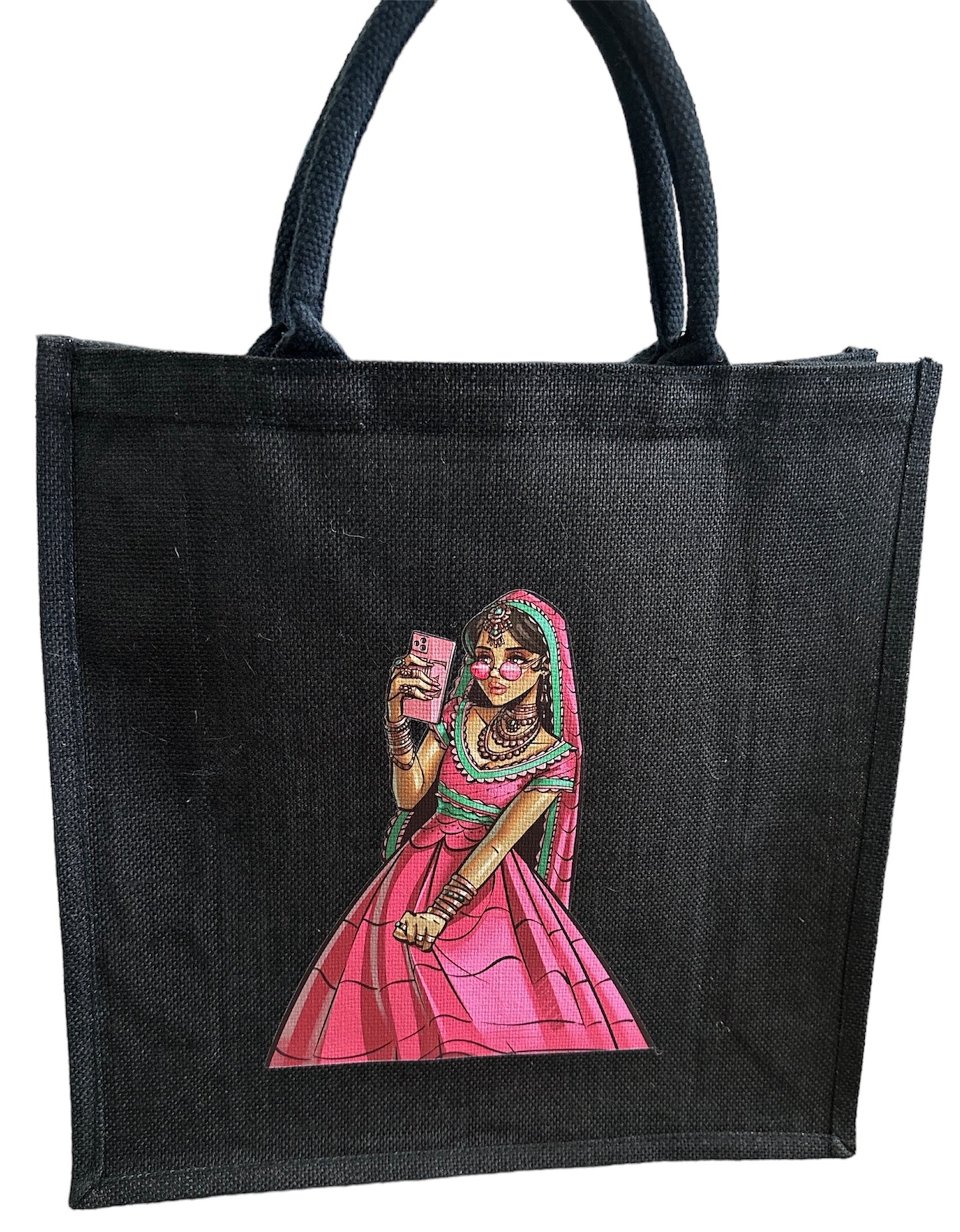 Black Jute Bags With Luxury Padded Handles