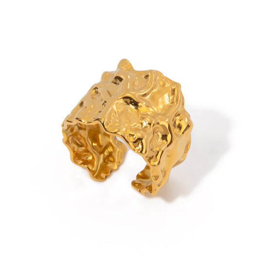 RING, 18K GOLD PLATED STEEL