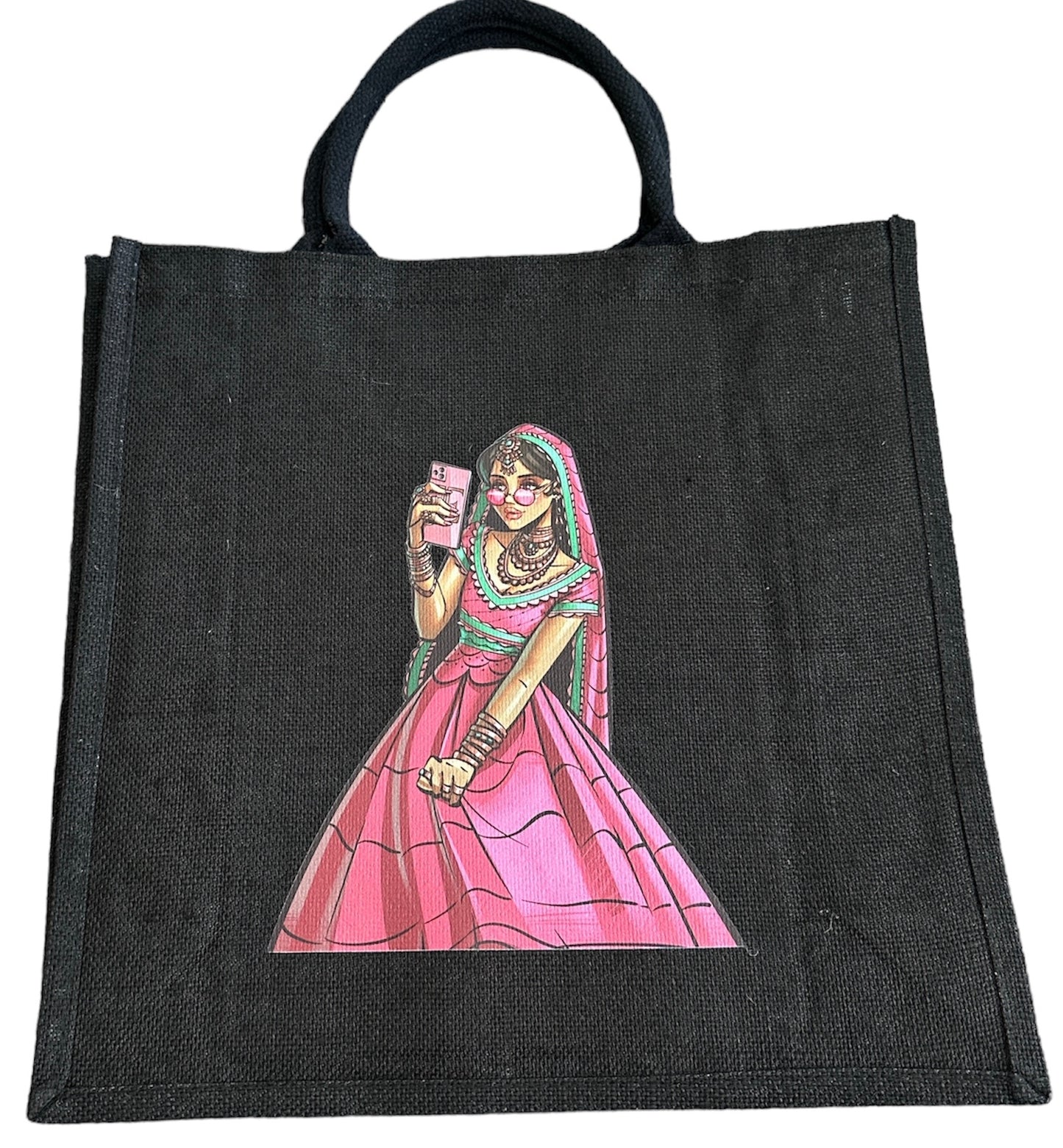 Black Jute Bags With Luxury Padded Handles