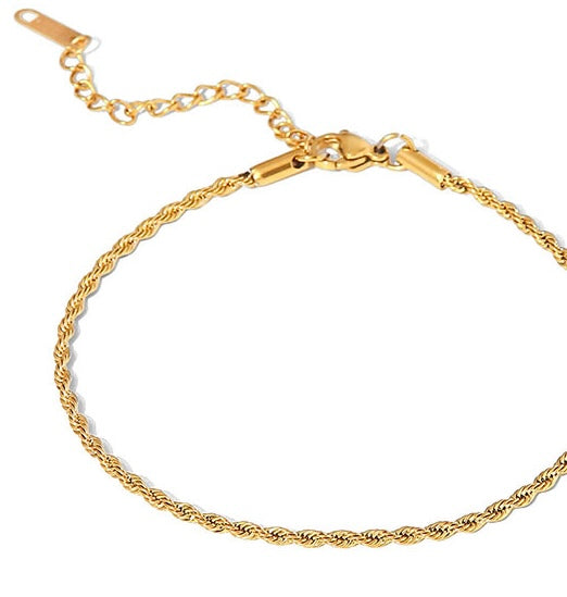 ANKLET, 18K GOLD PLATED STEEL
