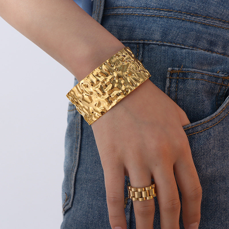 CUFF, 18K GOLD PLATED STEEL