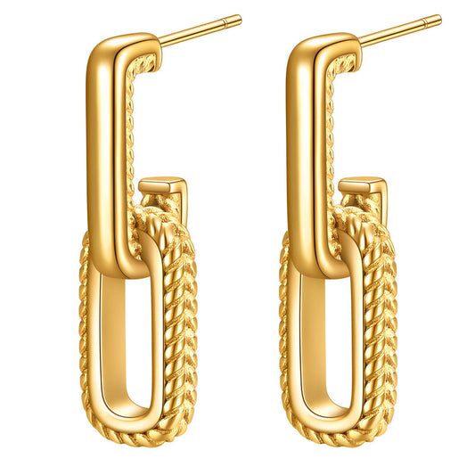 EARRINGS, 18K GOLD PLATED STEEL