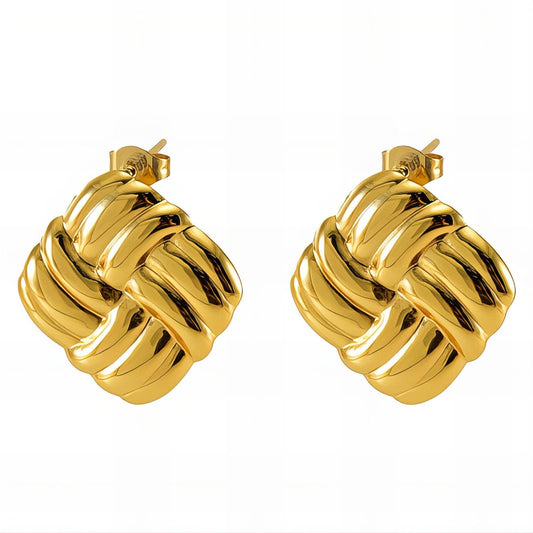 EARRINGS, 18K GOLD PLATED STEEL