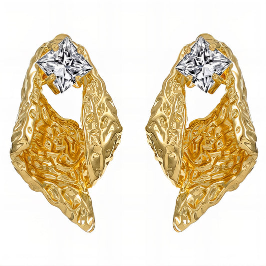 EARRINGS, 18K GOLD PLATED BRASS