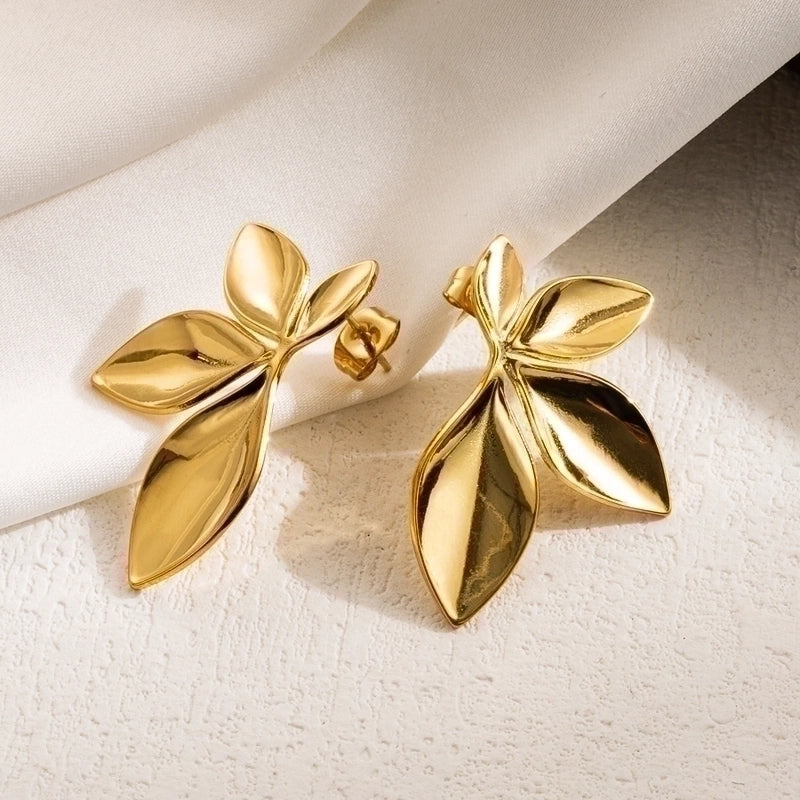 EARRINGS, 18K GOLD PLATED STEEL