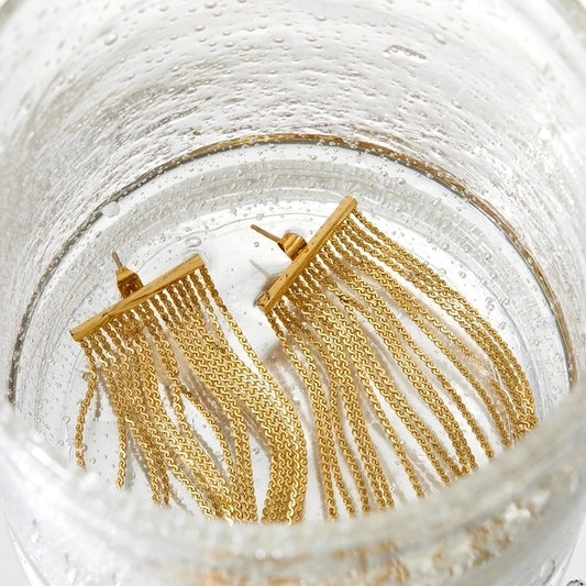EARRINGS, 18K GOLD PLATED STEEL