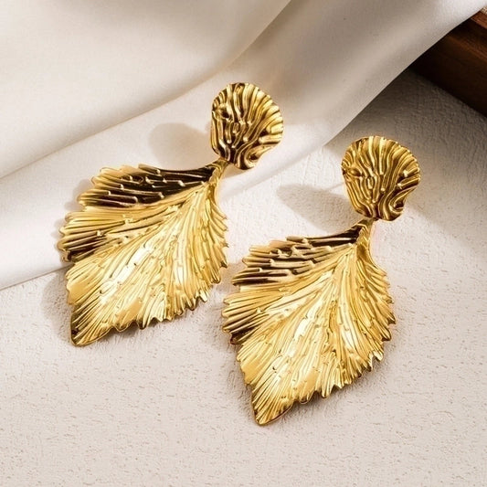 EARRINGS, 18K GOLD PLATED STEEL