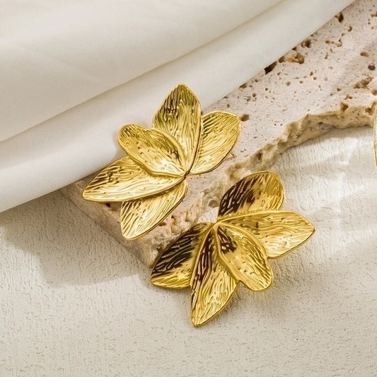 EARRINGS, 18K GOLD PLATED STEEL