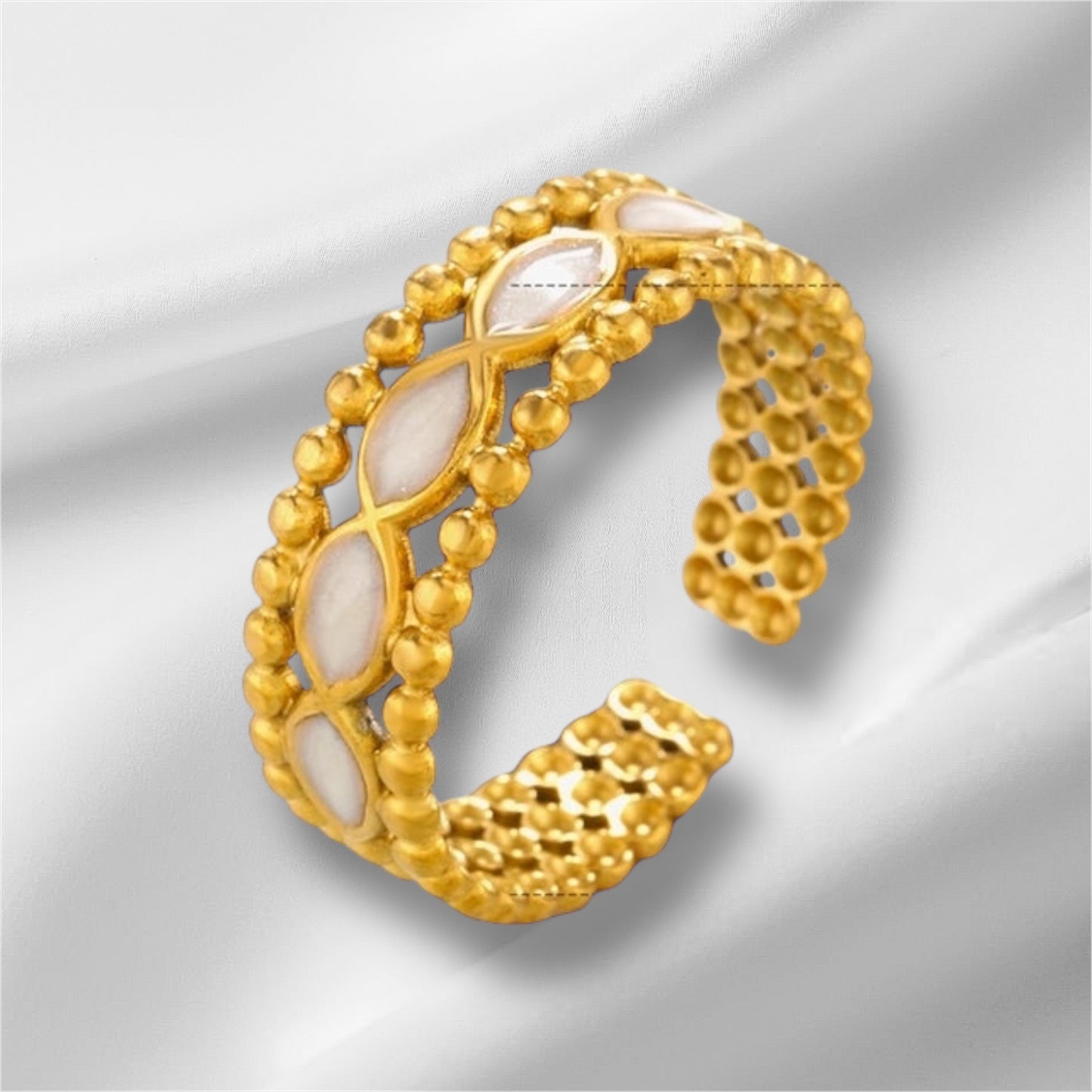 RING, 18K GOLD PLATED STEEL